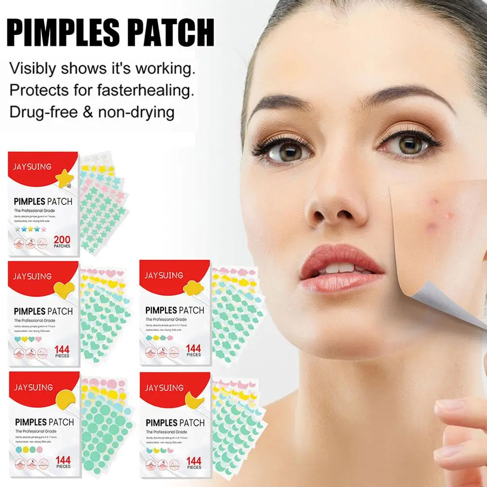 Patchs Acné Zit Colorés en Forme d'Étoile, Hydrocolloïde, Points, lèvent, Absorption de Bain, Offre Spéciale, 144 Pièces