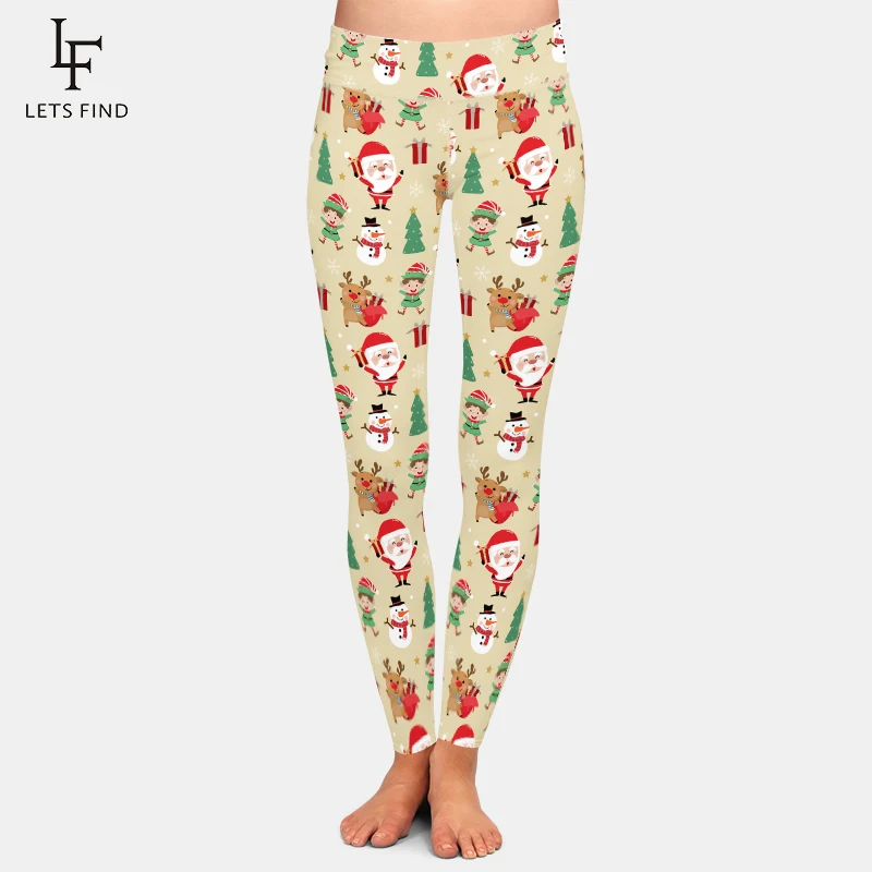 Letsfind Winter Nieuwe Zachte Vrouwen Broek Kerstman En De Rendieren Digital Print Fitness Leggings Hoge Taille Womens Elastische Leggins Warm