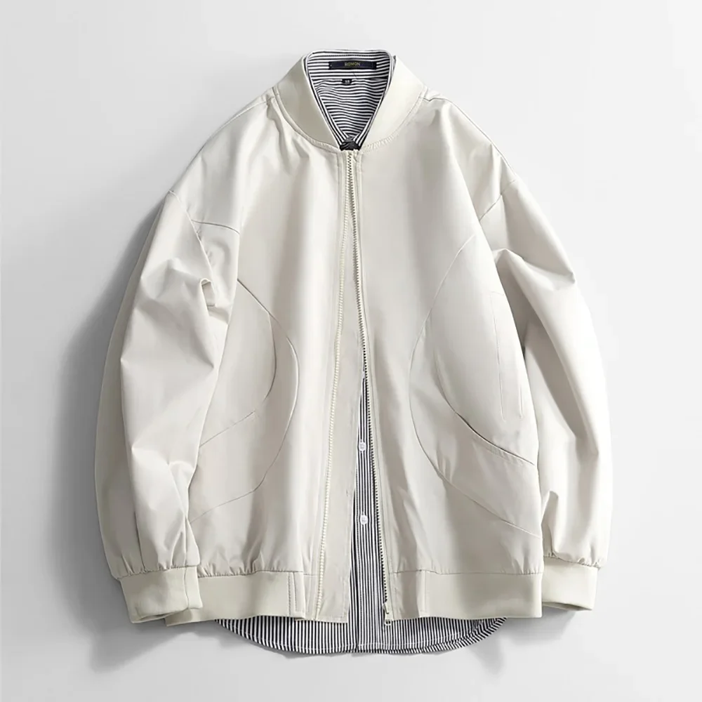

Весенне-осенняя новая мужская куртка, повседневная однотонная модная бейсбольная куртка с длинным рукавом на молнии, ветрозащитная карманная верхняя одежда