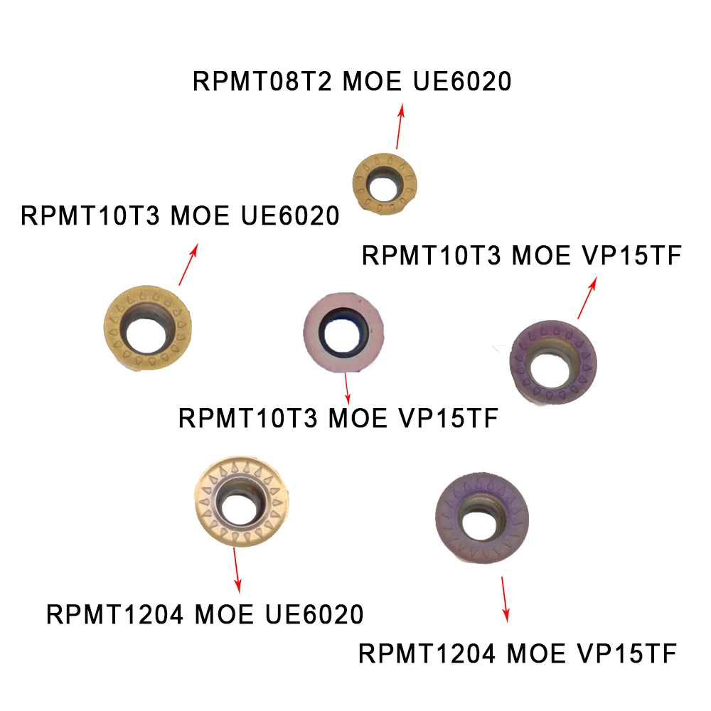 10 قطعة RPMT08T2 / RPMT1003 / RPMT10T3 / RPMT1204 MOE VP15TF / UE6020 طحن إدراج تحول أدوات كربيد إدراج مخرطة معدنية