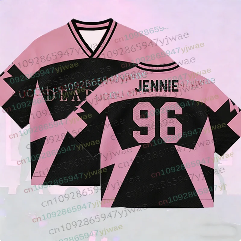 Camiseta Deportiva de Verano 2026, Estilo Y2K, Grupos Femeninos Coreanos, Color Rosa y Negro, Talla Grande, Manga Corta, Moda Casual para Hombre y Mujer