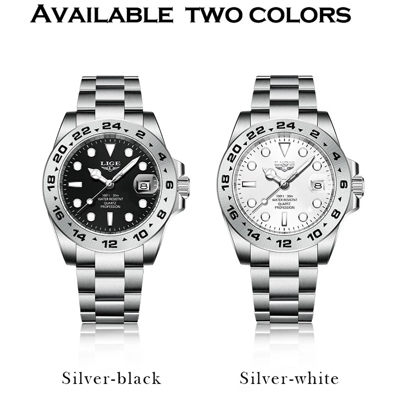 LIGE 2025 ساعات رجالية فاخرة كلاسيكية مقاومة للماء بحزام من الفولاذ المقاوم للصدأ ساعة يد كوارتز ساعات عمل للرجال reloj hommes #1
