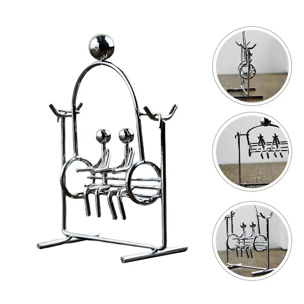 Pequeno ornamento balanceamento pêndulo brinquedo alívio do estresse prata metal decoração de mesa equilíbrio bola balançando