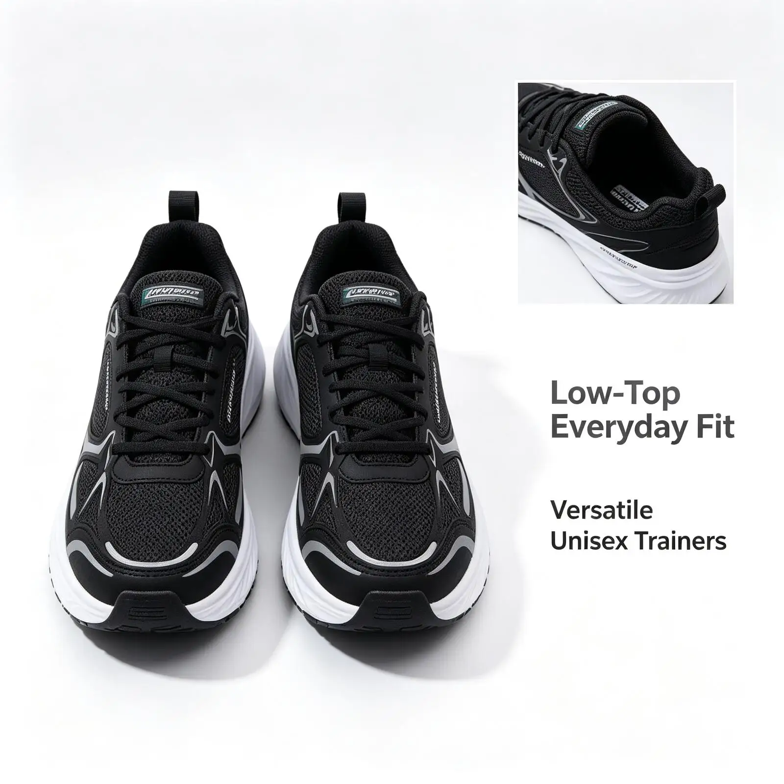 Skechers Men Breathable Mesh Memory Foam Platform Running Shoes Anti Slip Lightweight Daily Sneakers Multiple Colors 232844-BKW