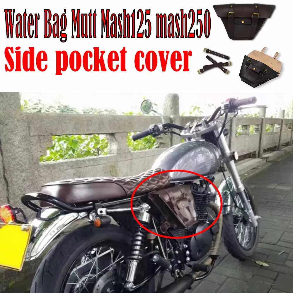 

Universal Vintage Motorcycle Saddlebag Leather Bag Storage Tool Pouch Motorbike Water Bag Mutt Mash125 mash250 Side Bag Cover Ma