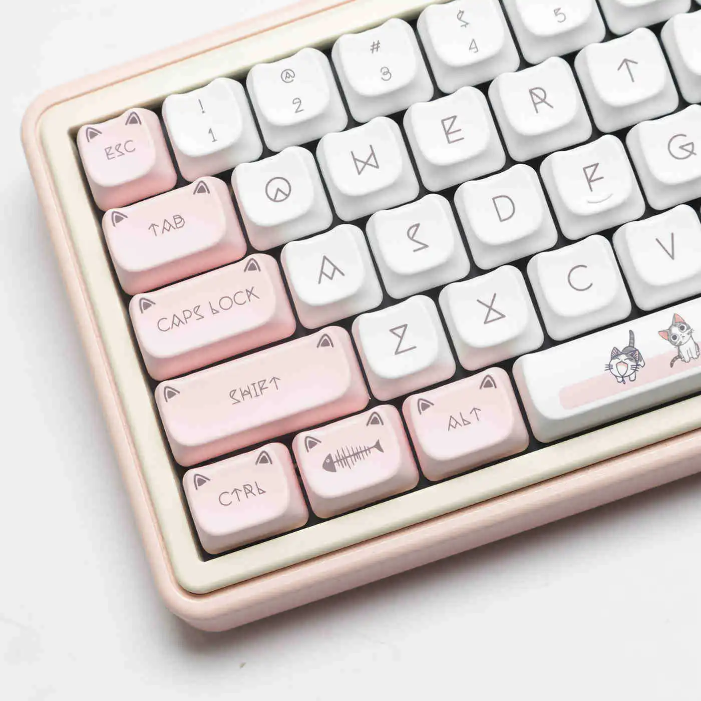 

MAO Cat Profile Keycap Set 140 Keys Cartoon Cheese Cat PBT Heat Sublimation Mechanical MX Switch 7u Dissected Spacebar Keycaps