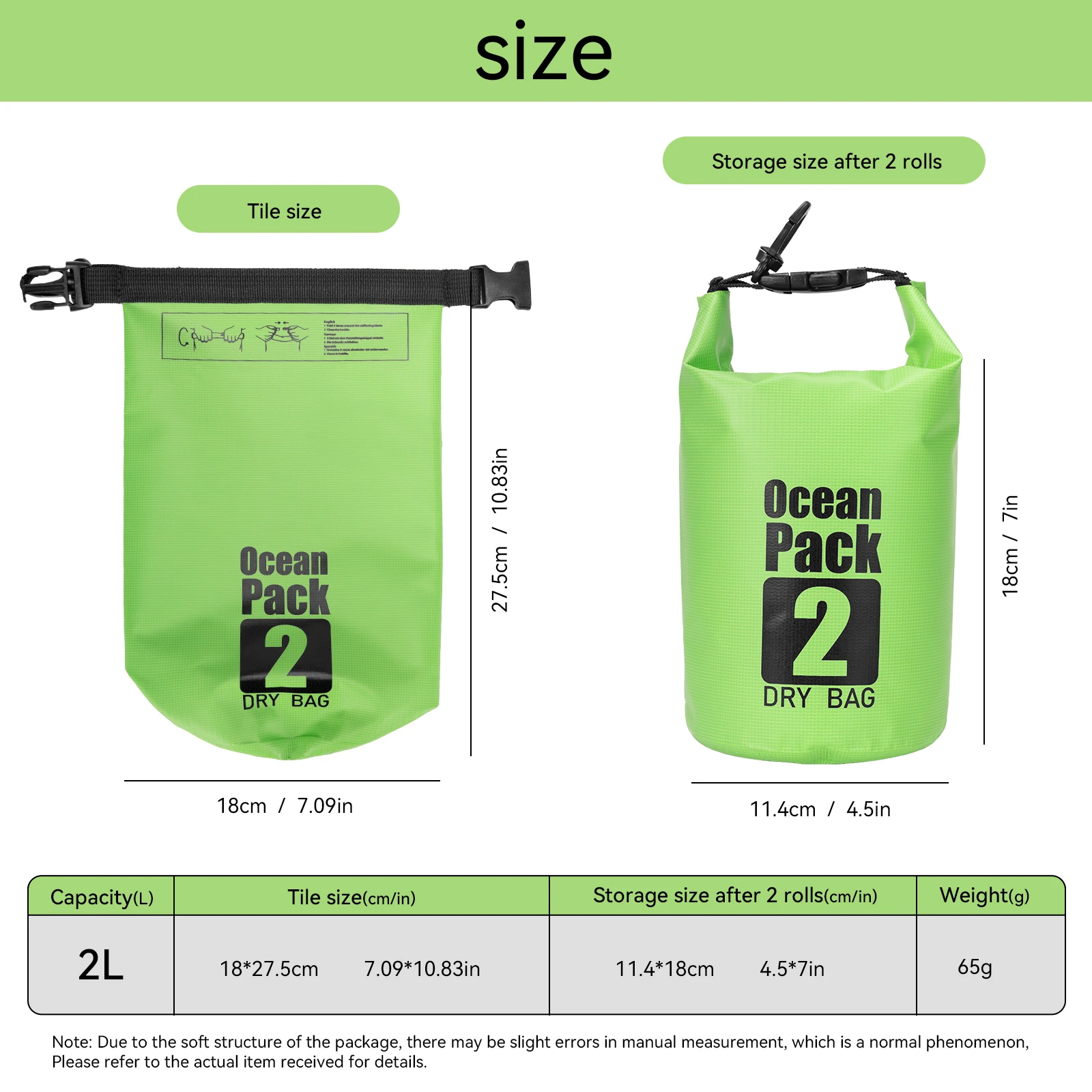 Idrybag 2L Dry Bag Waterproof Bags for Women Men Beach Kayaking Boating Canyoning  Swimming Lightweight Waterproof Dry Bag