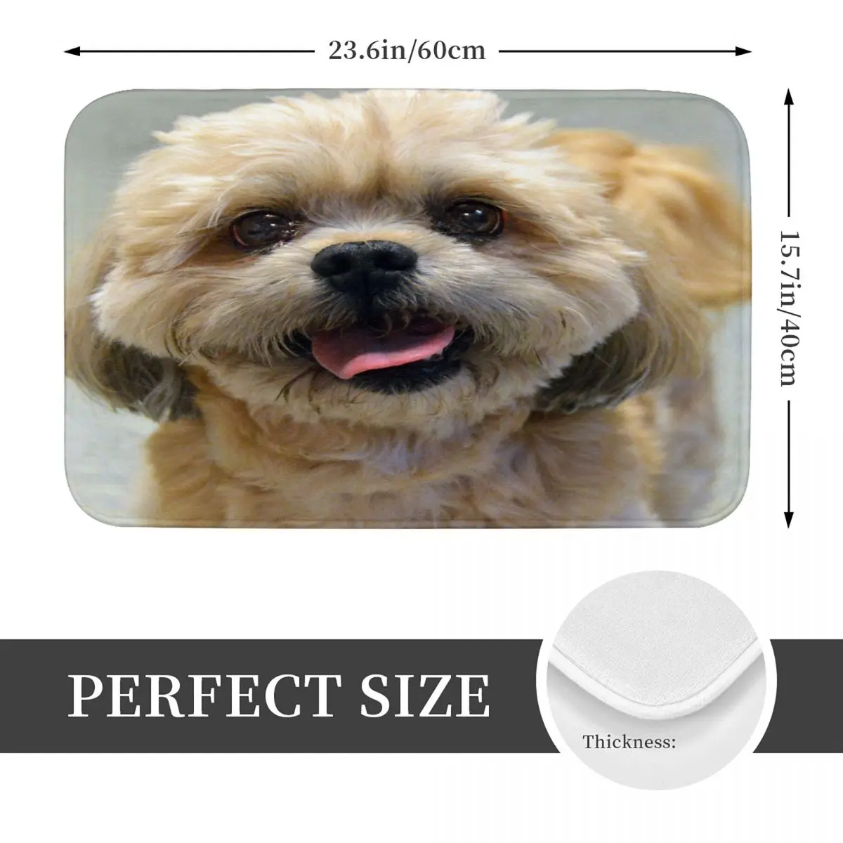Smiling Shih Tzu Dog Anti-slip Doormat Floor Mat Dust-proo Carpet Rug for Kitchen Entrance Home Bedroom Footpad Mats