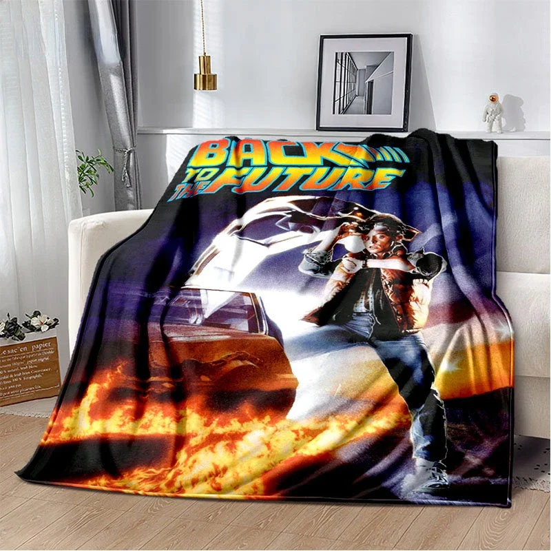 Classic Movie Back To The Future Flannel Throw Blanket Cartoon Blankets Sofa Cover Travel Camping Living Room Bedroom Decoration