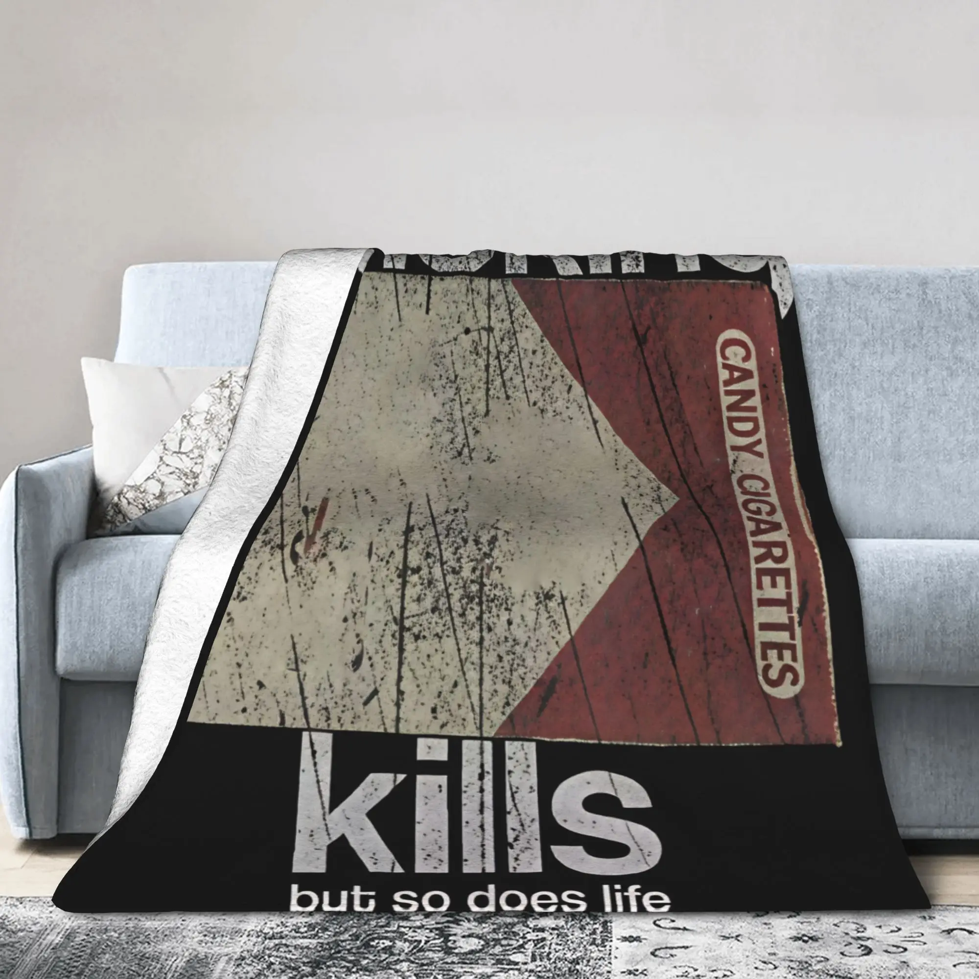 Super Soft Blanket Picnic Smoking Kills Candy Cigarettes Throw Blanket  Flannel Bedspread For Couch Chair Funny Sofa Bed Cover