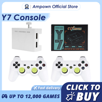 Ampown Y7 Video Game Console Linux System 256G Built 12000 Games Rechargeable Wireless Handle Low Latency Connection Player Gift