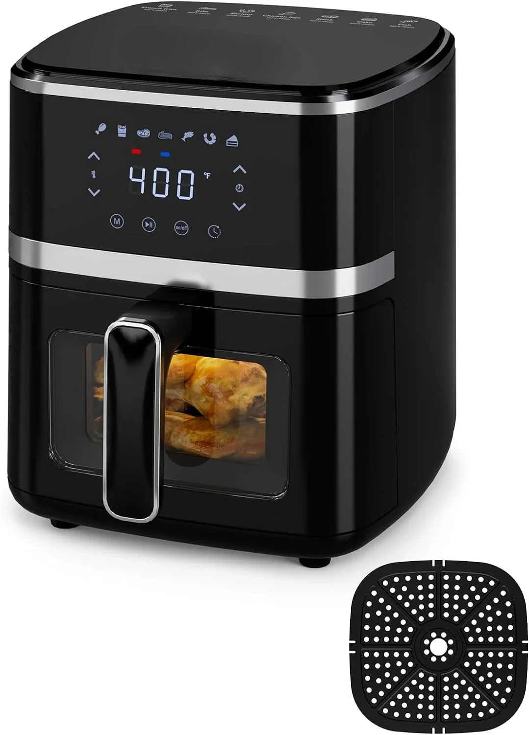 

Compact Kitchen Air Fryer Oven with 5.28 Qt Capacity and 7 Presets, Easy View Windows Digital Display, Nonstick Coating, Space-s