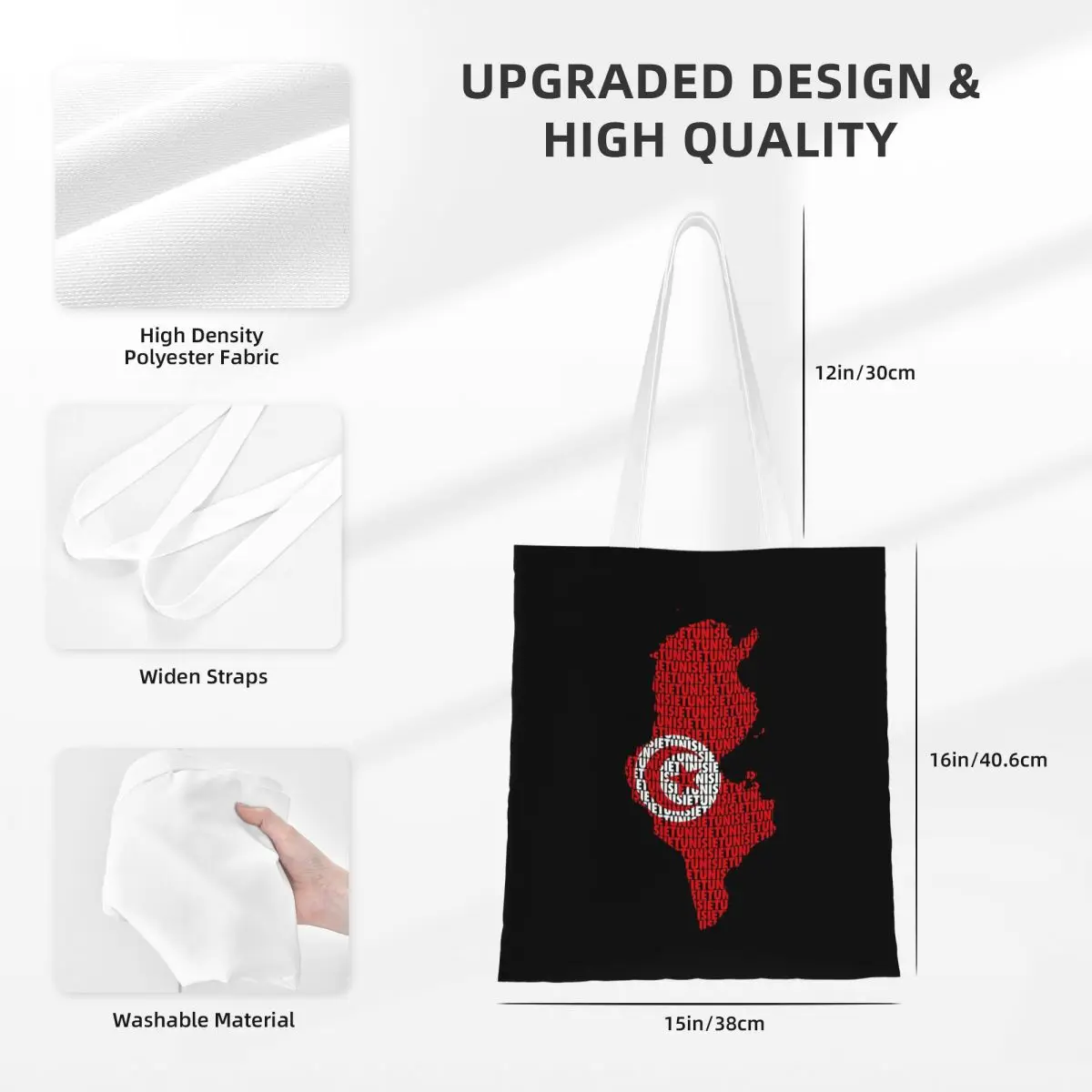 Tunisia Flag And Tunisia Flag Shopping Bags Girls Canvas The Tote Bag Folding Women Shoulder Tote Travel Handbag