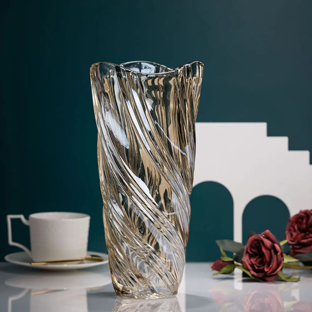 

1Pcs Crystal Glass Flower Vase Brown Decorative Home Vase Adornment Elegant Floral Arrangement Container Desktop Display
