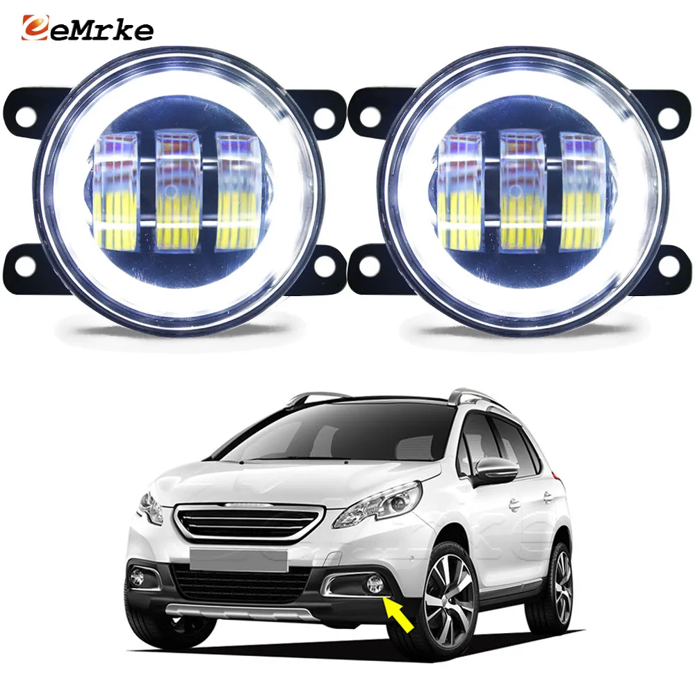 Led Fog Lights PTF 30W Lens for Peugeot 2008 A94 CU_ 2013 2014 2015-2018 Car Turn Signal Angel Eye DRL Daytime Running Light