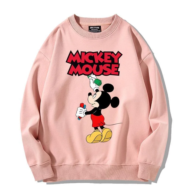 Disney Mickey Mouse Sweatshirt Cartoon Fashion Man Woman Print Long Sleeves Tops Autumn Winter Couple Casual Pullover Woman Gift