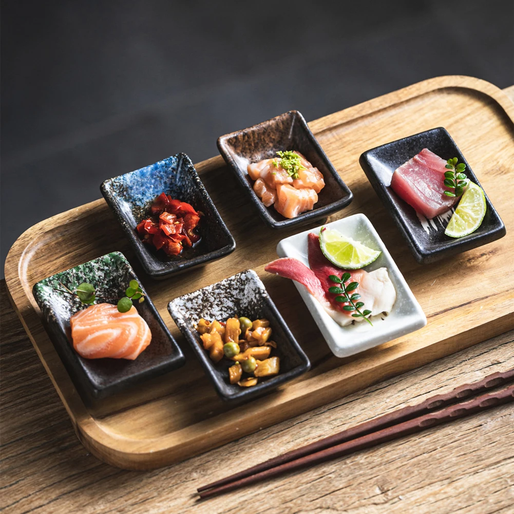 Japanese Soy Sauce Dipping Bowls Rectangular Ceramic Condiment Dishes Small Dipping Plates For Sushi Perfect For Sushi Appetizer