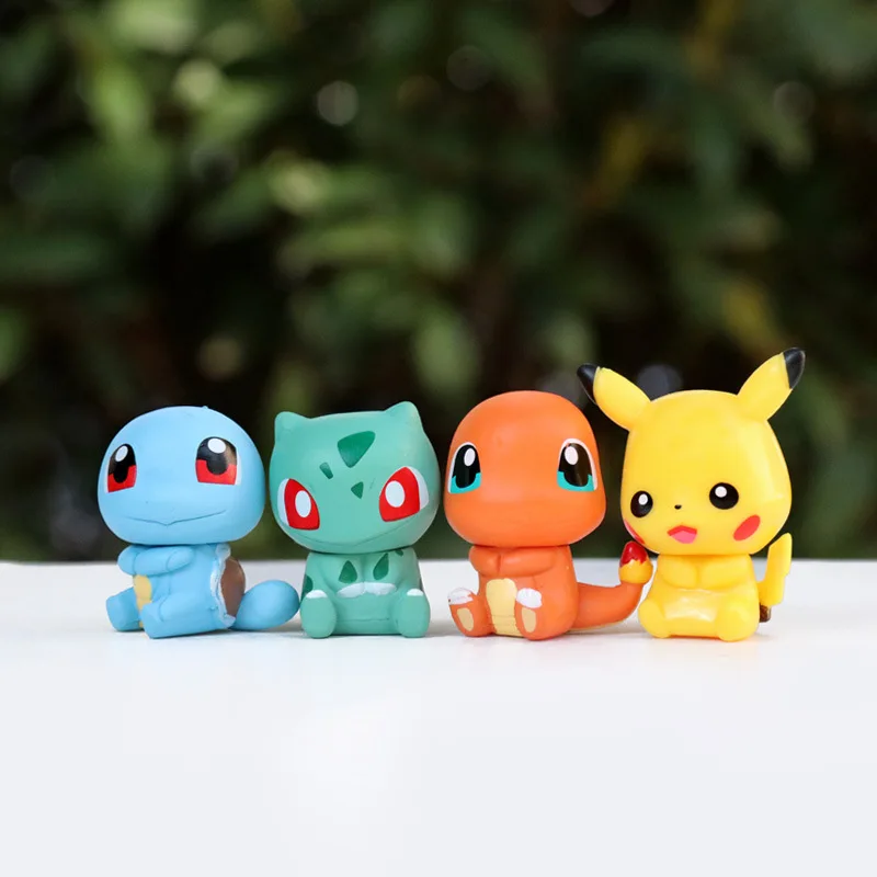 Figuras de Pokémon para niños, Pikachu, Charmander, Squirtle, muñecos de dibujos animados, juguetes de acción, adornos de escritorio, regalo para niños, 6 uds.