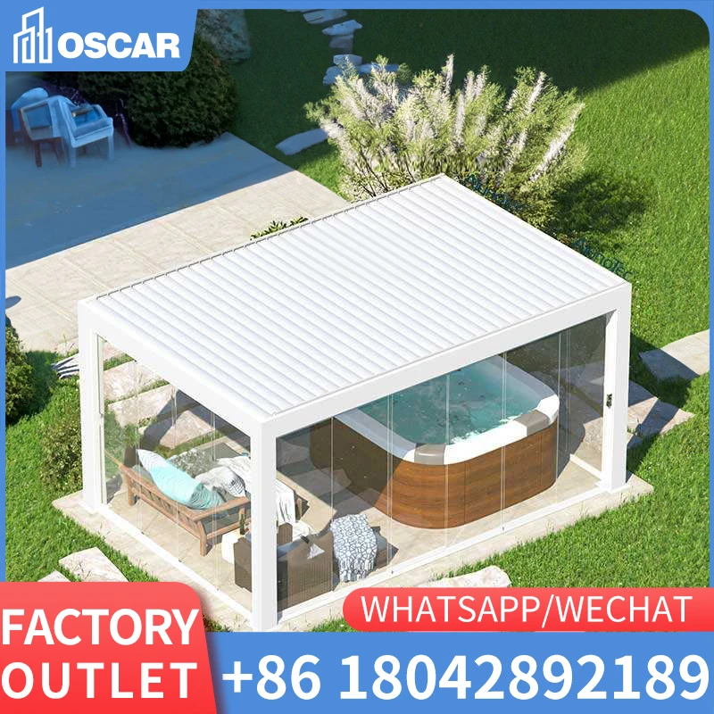 

4X4 Garden Metal Electric Pergola Patio Canopy Louvered Roof Price aluminum pergola with polycarbonate roof