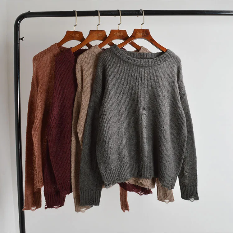 

Quali Lazy Sle, свободный утягивающий тонкий длинный свитер из мохера, женский вязаный топ, модный цветной круглый Ne