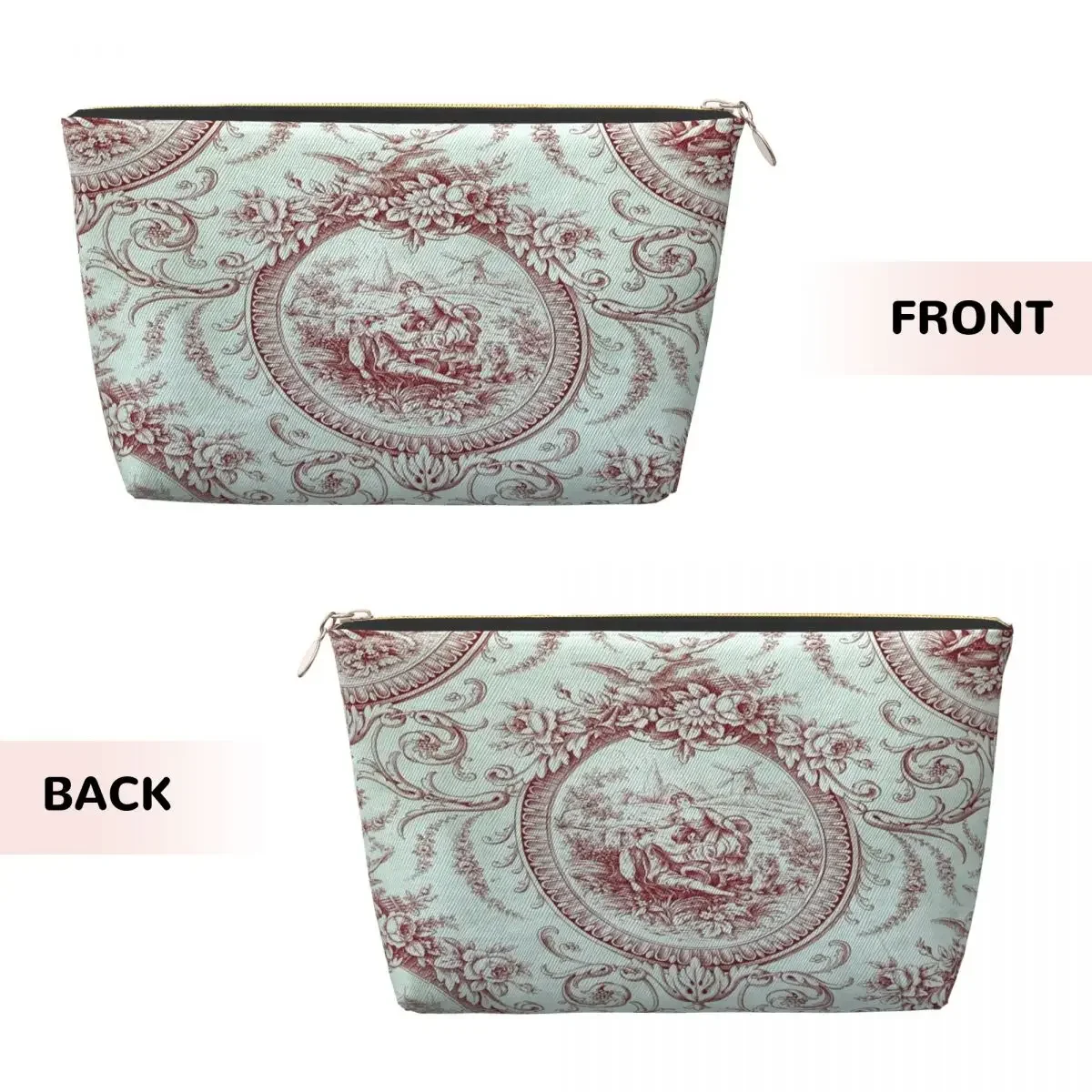 Custom Classic French Toile De Jouy Motif Pattern Toiletry Bag Navy Blue Motif Cosmetic Makeup Beauty Storage Dopp Kit Case