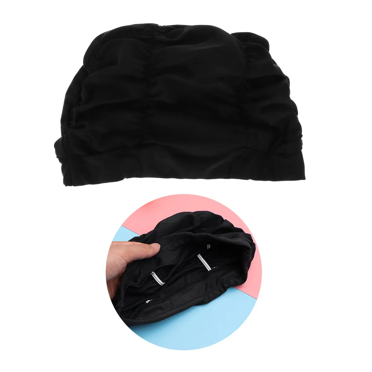 Women Swim Cap Adult Ladies Swimming Fabric Pleated Caps for Pool Hair Protector Water
