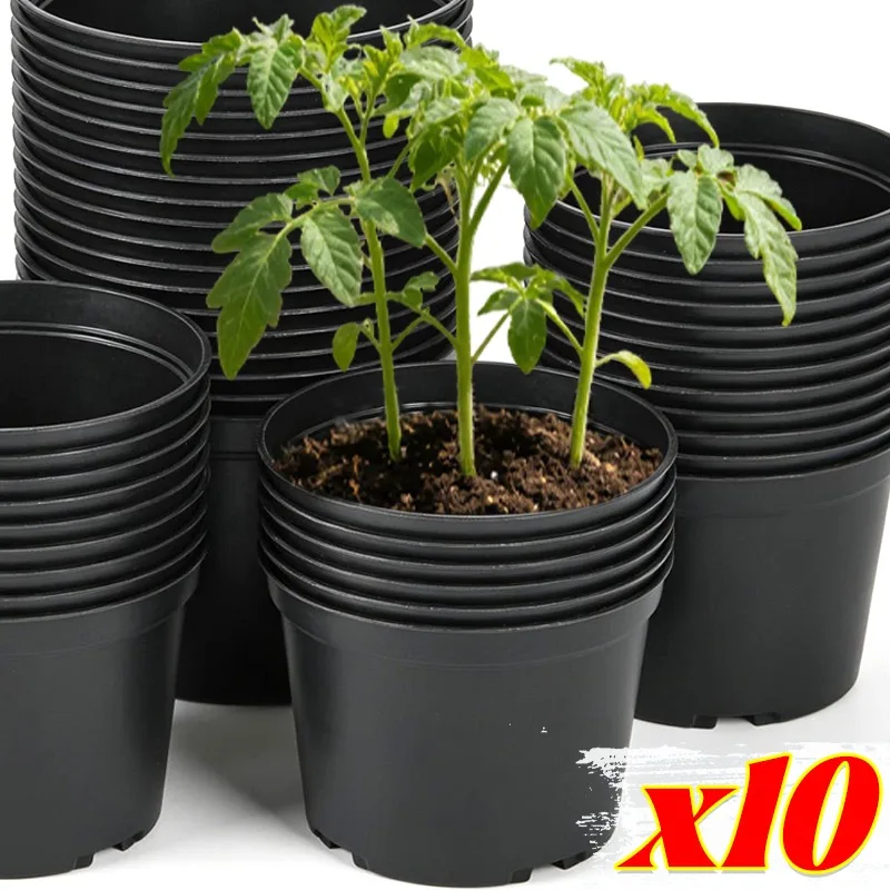 10 Macetas Negras para Vivero, Contenedores para Semillas y Plantas con Orificios de Drenaje, Macetas de Germinación, Accesorios para Jardín y Hogar