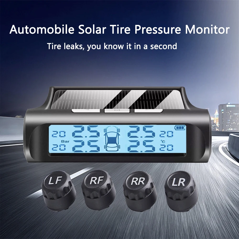 

Automobile Tire Pressure Monitor Solar Powered TPMS Wireless External High Precision Tire Pressure Sensor Automobile Supplies