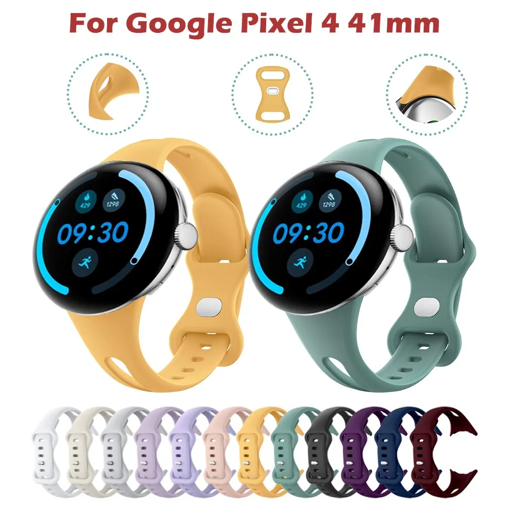 

For Google Pixel 4 3 41mm Watch Strap Soft Silicone Breathable Sports Slimming Hollow Waist Watch Strap for Google Pixel 4 41mm