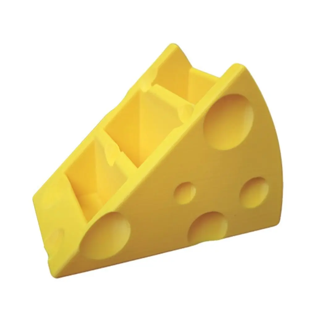 Sundries Organizer Cheese Remote Control Storage Box 3 Grids Cute Desktop Storage Rack Yellow Simple Pen Holder Bedroom