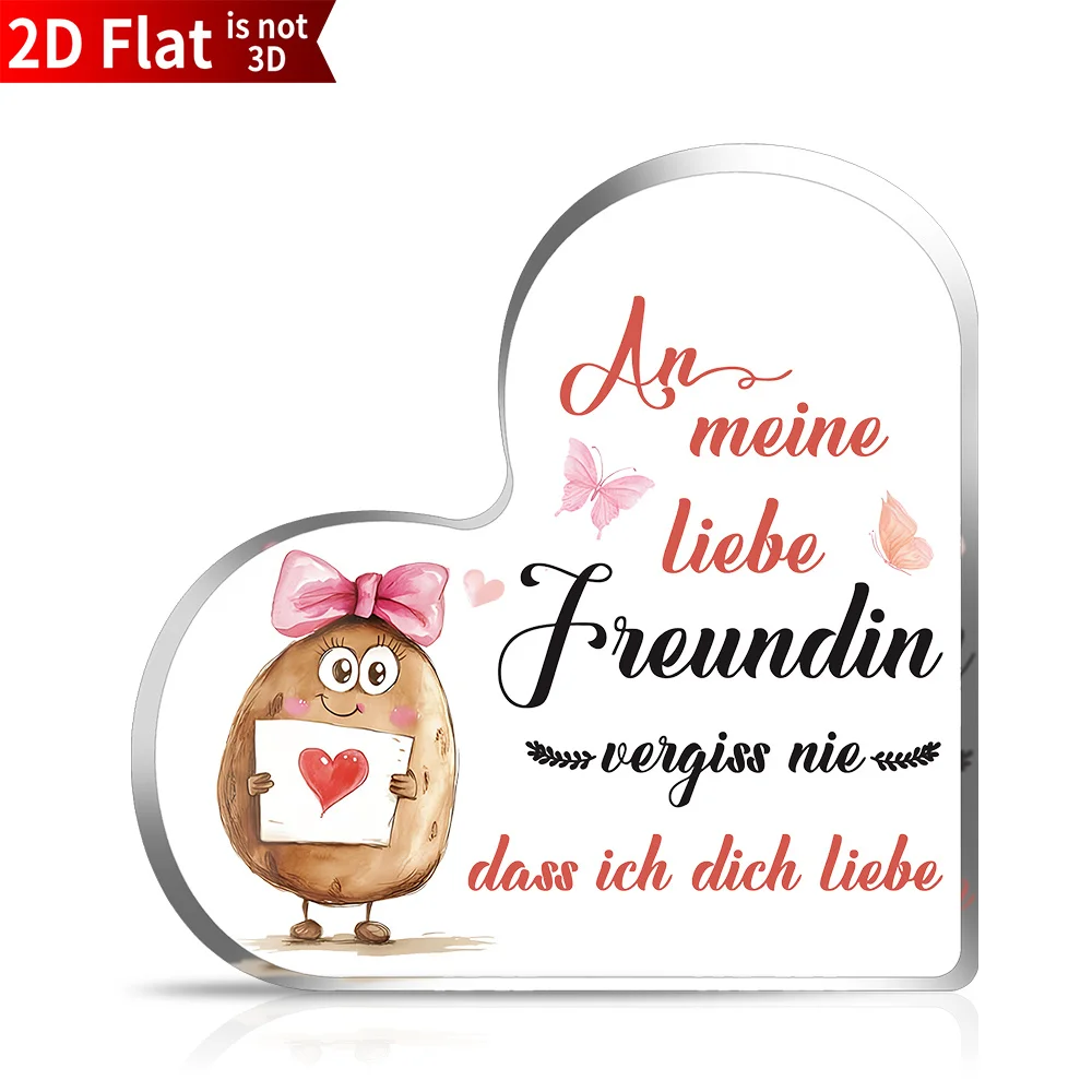 Acrylic Heart Desk Decoration - 2D Flat Romantic Gift for Boyfriend/Girlfriend, Cute Ornament for Shelf/Desk, Couple Valentine's - view 3
