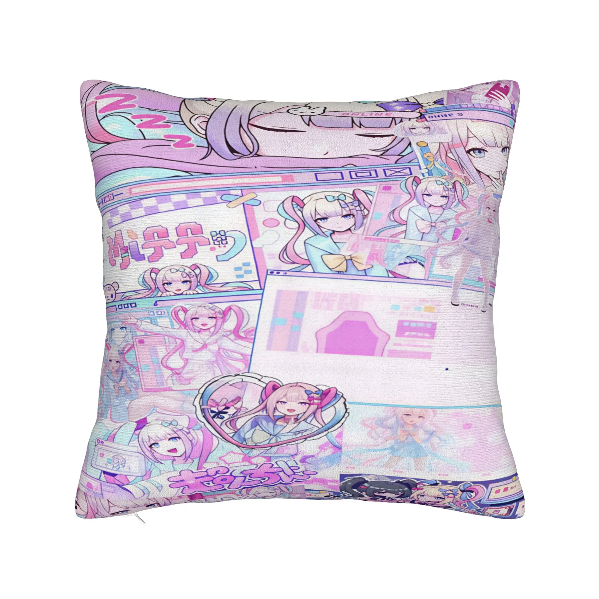 N-Needy Streamer O-Overload KAngel Pillow Cover  Square Cushion Cover Kawaii Pillow Case For Sofa Car Home Decor