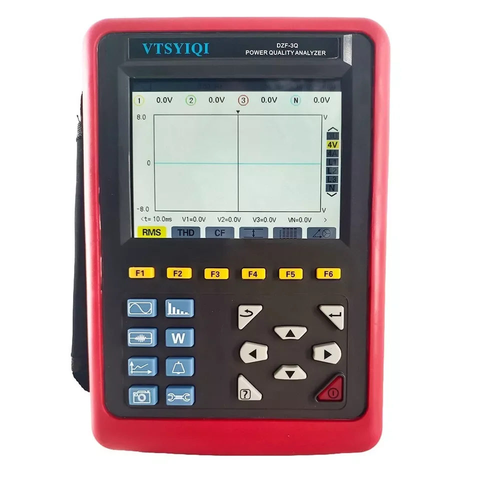 3-Phase 4-Wire Power Quality Analyzer with Current Range 10-6000A CT Size Ф300mm Battery symbol 5 grid   Display power