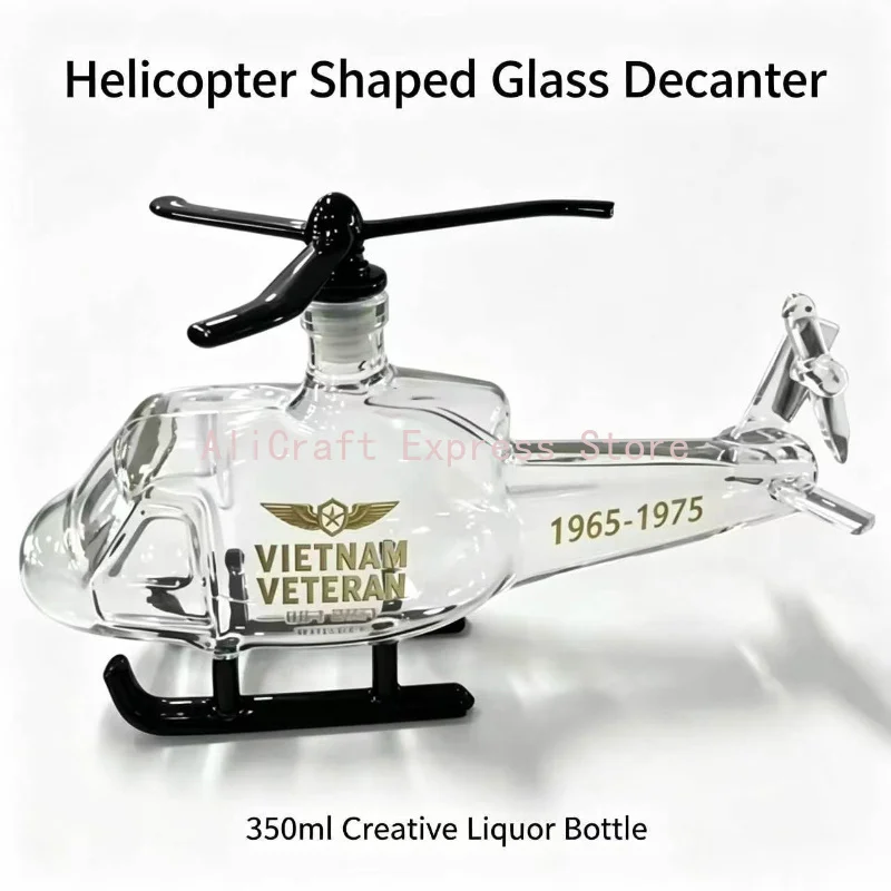 創造的なヘリコプター型ガラス製リキュールボトル装飾用ウイスキーデキャンタ-ホームバー卓上ディスプレイ-男性向けギフト