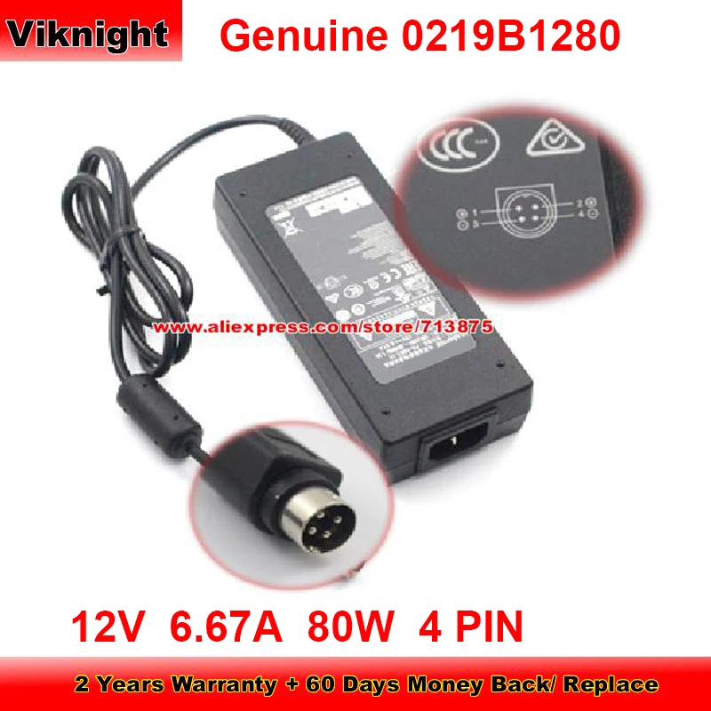 

Genuine 0219B1280 AC Adapter 12V 6.67A for Posiflex JIVA EA10953A-58 KS7217 Elo E359019 PA-1081-11 ADP-80AB REV.B with 4 Pin Tip