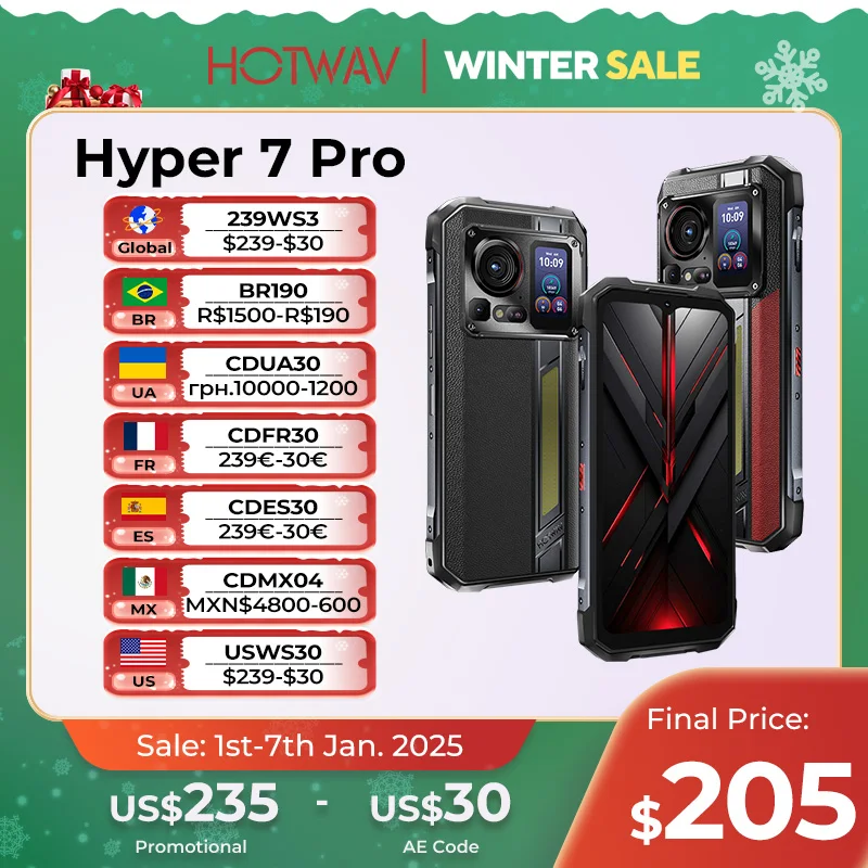 HOTWAV Hyper 7 Pro Rugged Phone Dimensity 7050 5G 200MP Android 14 6.6'' FHD+ 120Hz Smartphone 36GB 256GB 10800mAh 33W Cellphone