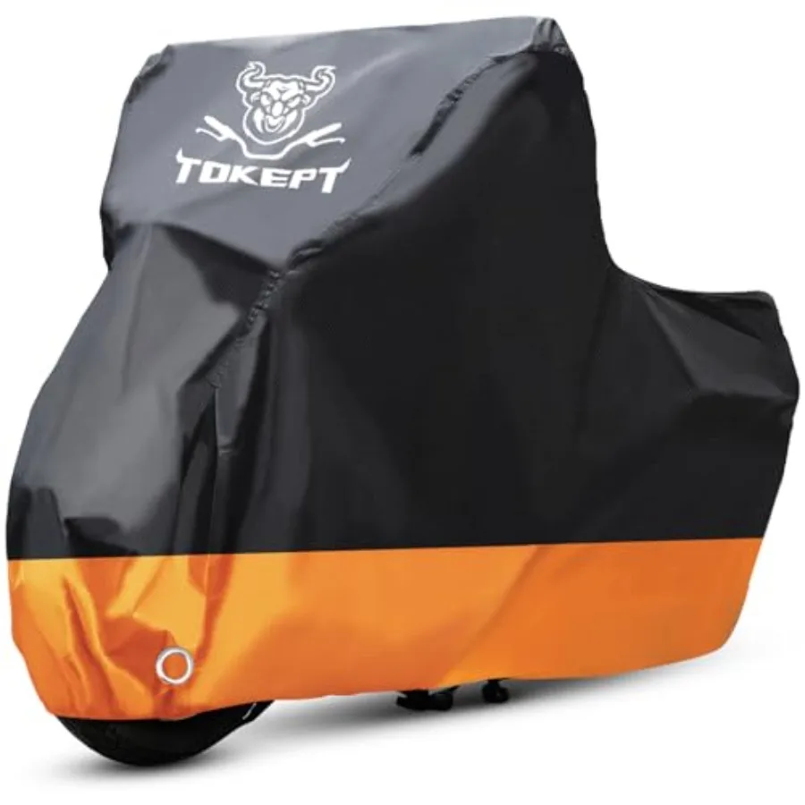 

Motorcycle Cover, All-Season Waterproof Outdoor Sun Protection Fit up to 116 Inch - Suzuki XXXL BlackandOrange