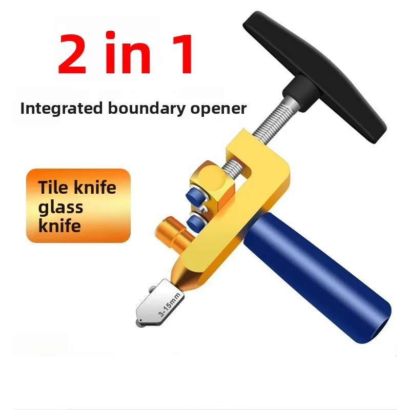 Integrated Glass Cutter & Tile Opener, Hand Roller Cutting Knife Tile Push Knife Tool Set