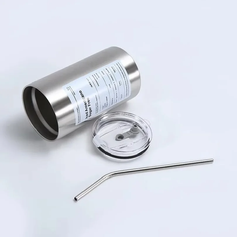 600ML Stainless Steel 304 Insulated Cup with Straw Double-Layer Reusable Tumbler for Iced Americano Coffee Cold Water Portable