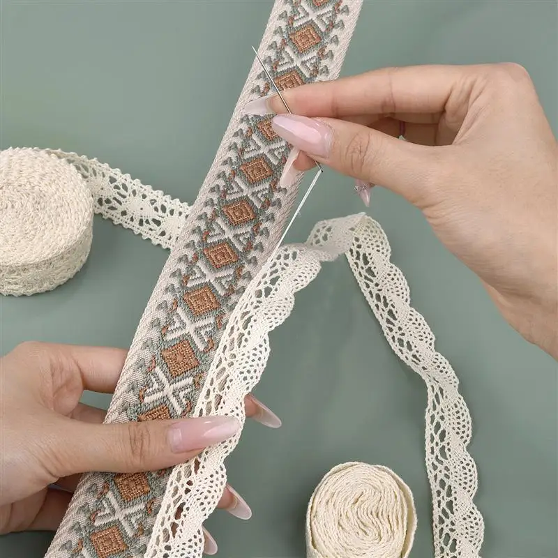 5 ياردة القطن الدانتيل تقليم الشريط البيج للخياطة خليط القطن الكروشيه الدانتيل DIY بها بنفسك الملابس فستان الخياطة شريط قماش