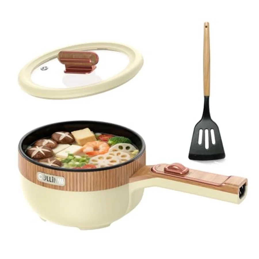 

Hot Pot Electric 1.5L Portable Electric Pot Frying Sauté Pan Multifunctional Cooker for Ramen Steak Soup with Adjustable Power