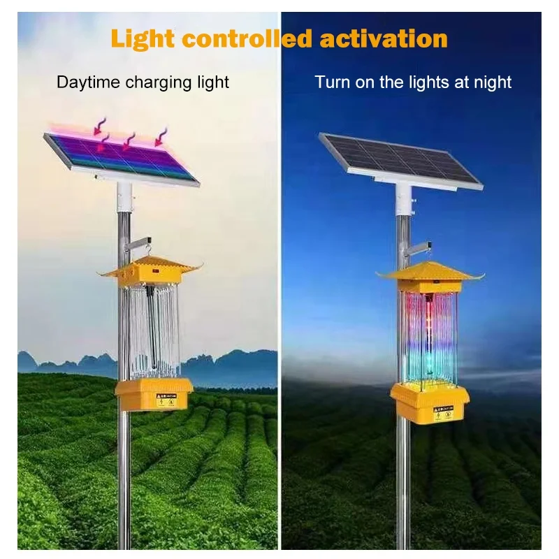 Outdoor Agricultural LED Solar Insecticidal Lamp Frequency Vibration Mosquito Killer with Attractant for Orchards