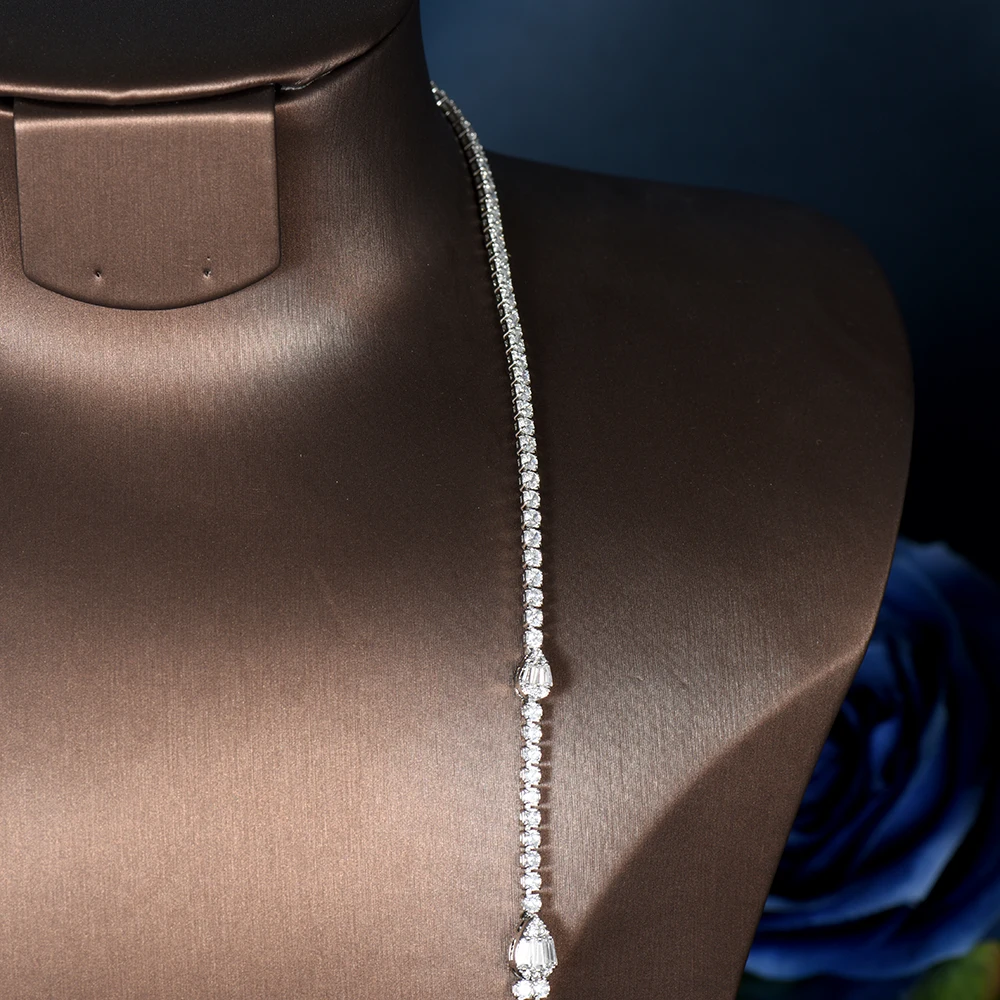 HIBRIDE Three Layers 2PCS Cubic Zirconia Women Jewelry Sets Trendy Necklace Earrings For Bridal Wedding Accessories N-1493