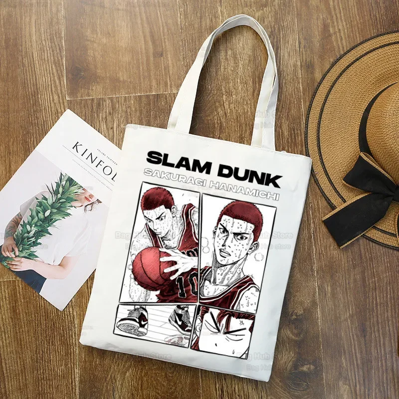 Slam Dunk Shopping Bag Canvas Shopper Japanese Anime Hanamichi Sakuragi Bolsas De Tela Bag Shoping SLAM DUNK Reusable Sacolas