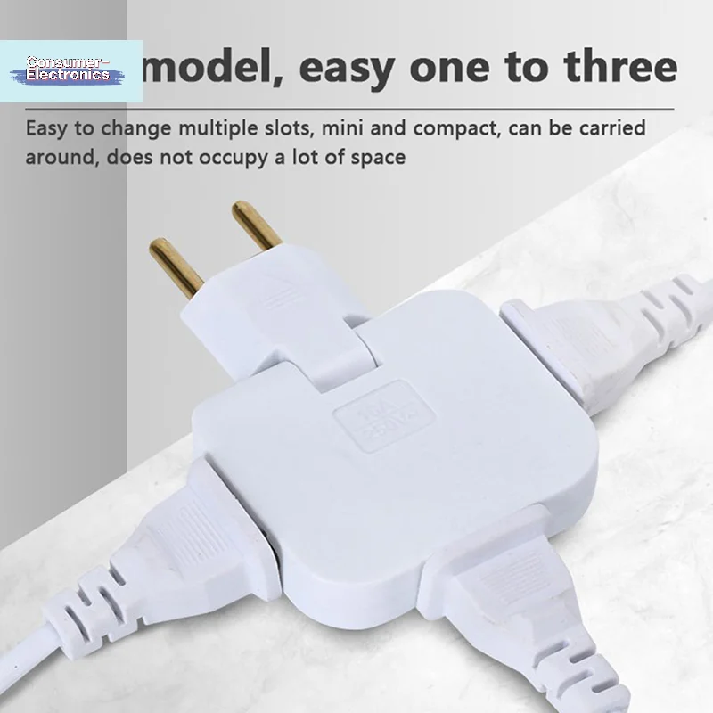 

【EU Plug 1 To 3 Extension Electrical Socket 180° Rotating Multifunction Er AC Adapter Electrical Socket】