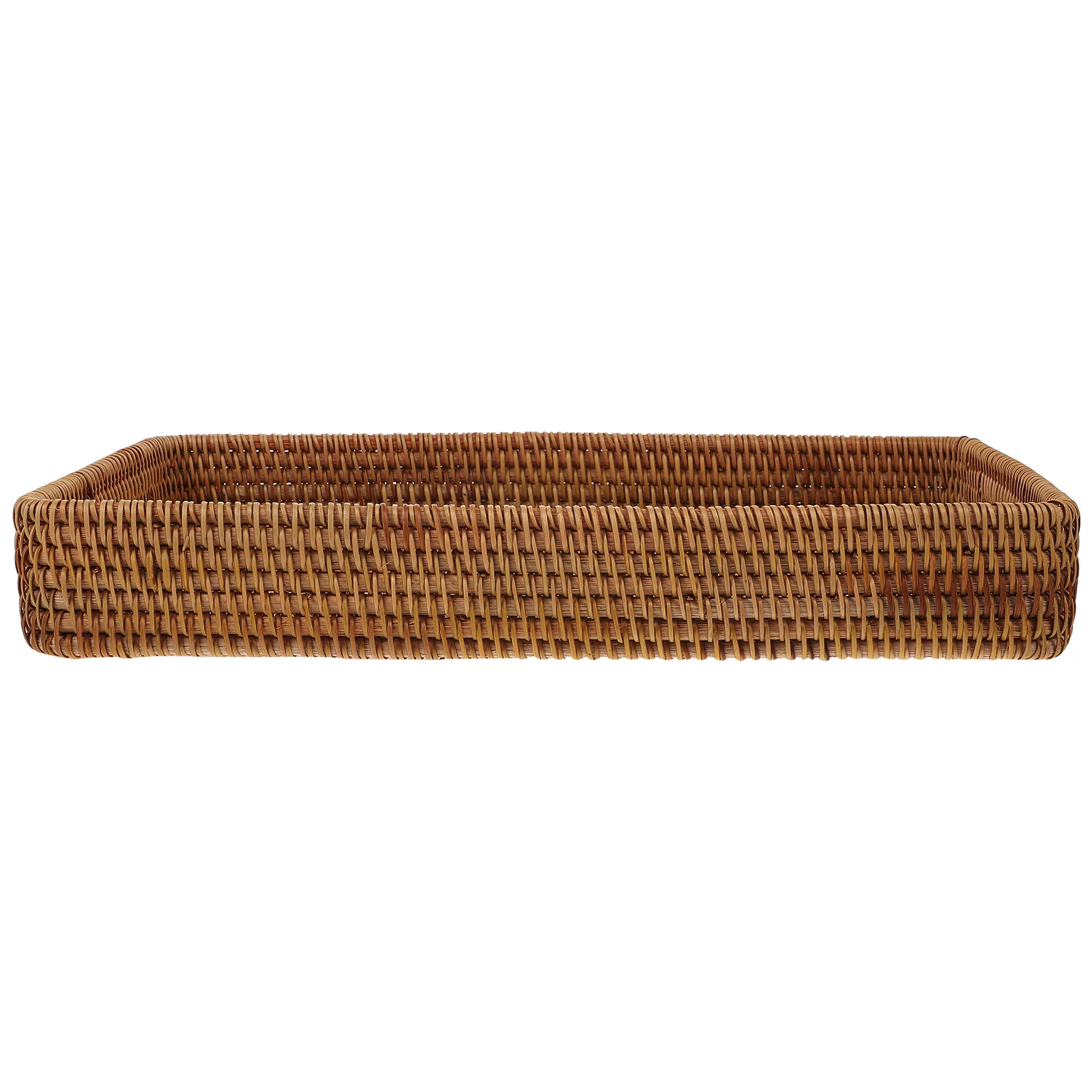 

Rectangular Rattan Tray Hand Woven Storage Serving Decorative Bohemian Style for Coffee Table Kitchen Bathroom Home Decor