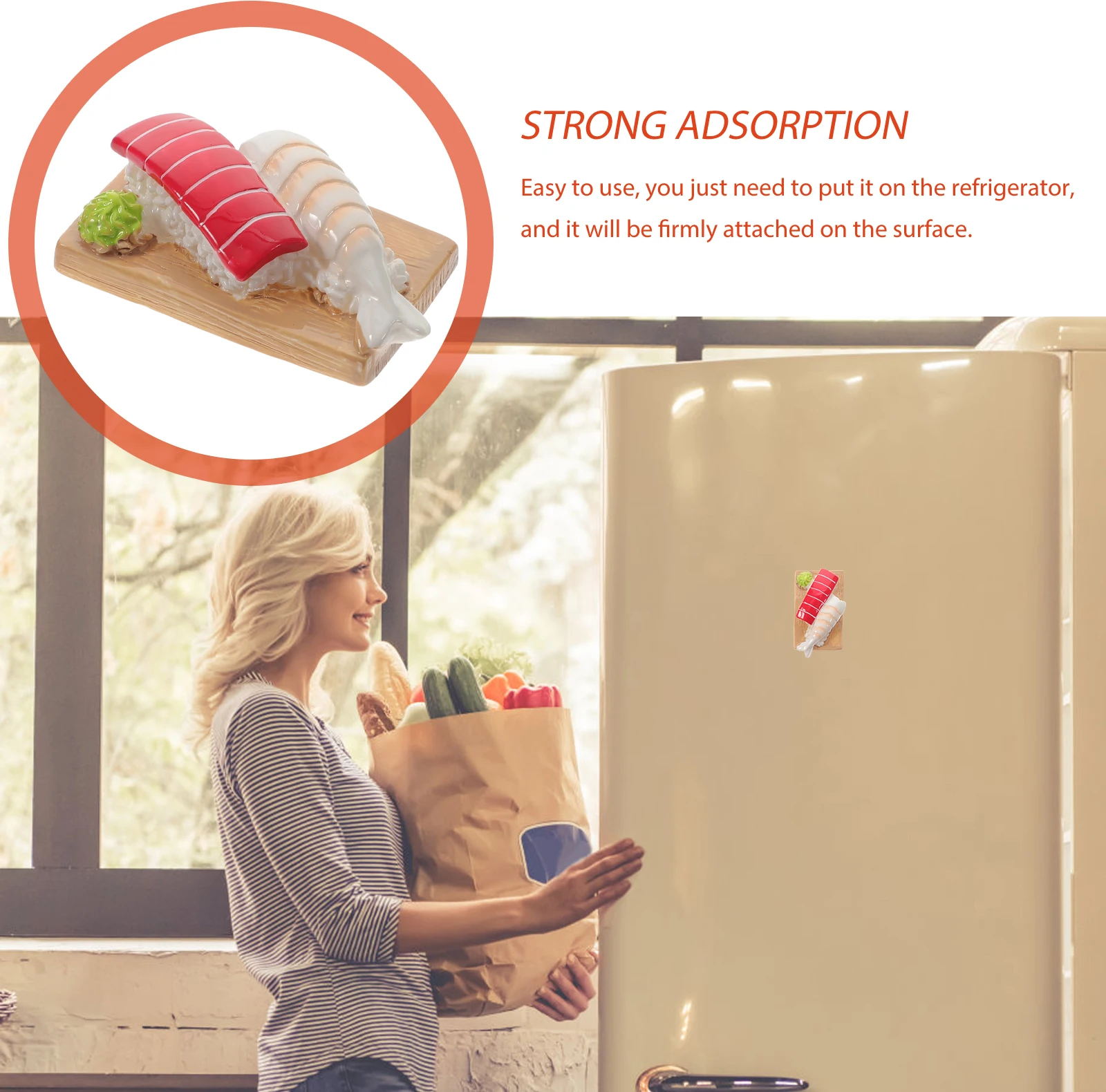 

Sushi Fridge Magnet Simulation Food Decorative Home Lovely Colorful Cartoon Whiteboard Magnetic Sticker Refrigerator Decor