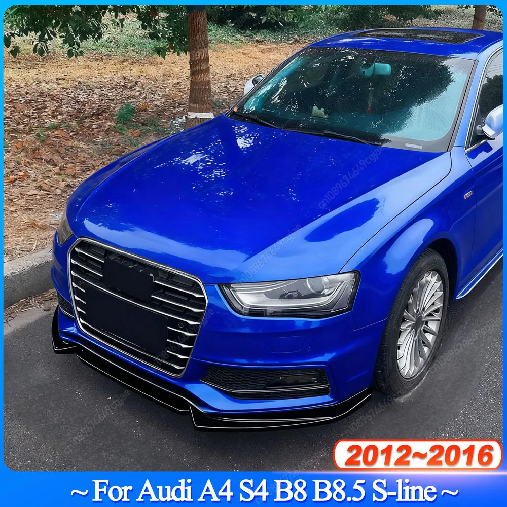 

3 шт. для Audi A4 S4 B8 B8.5 S-line 2012-2016 автомобильный передний бампер, диффузор, сплиттер, спойлер, ABS, глянцевый черный Bodykits, тюнинг