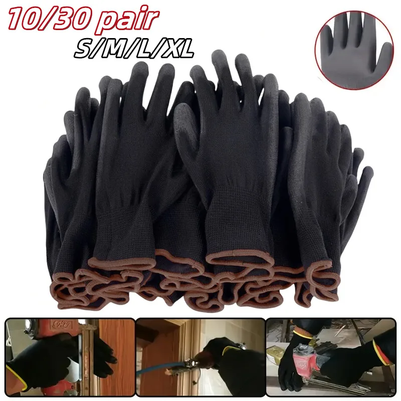 10-30 Pairs Durable Safety Gloves - Anti-Slip, Wear-Resistant, ESD Protection for Gardening & Woodworking