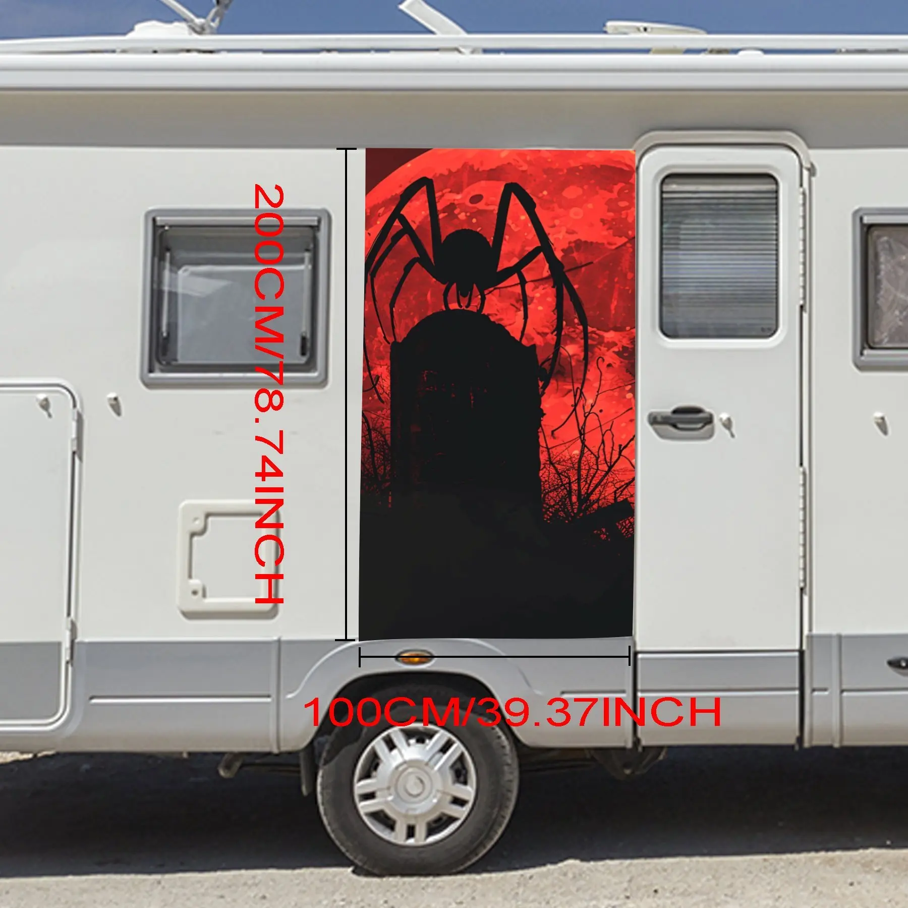 Spider on Tombstone Car Sticker,Vinyl decal on the side of the motor home, waterproof self-adhesive vinyl sticker on the side of